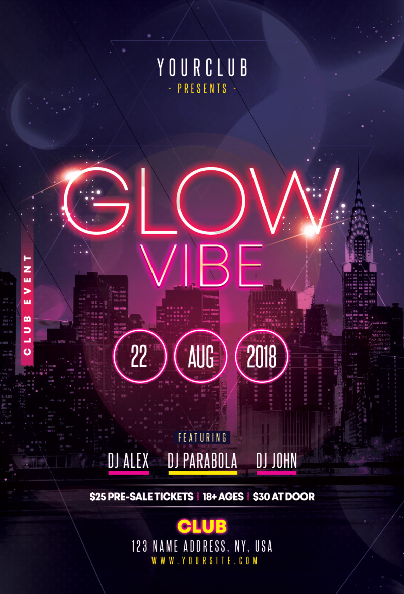 Glow Vibe - Party PSD Flyer Template