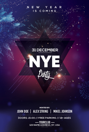 2024 New Year Flyer Template PSD PixelsDesign   Nye Party 2024 Premium Flyer Template 380x559 