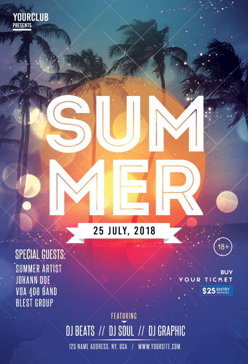 Summer Event Flyer PSD Template