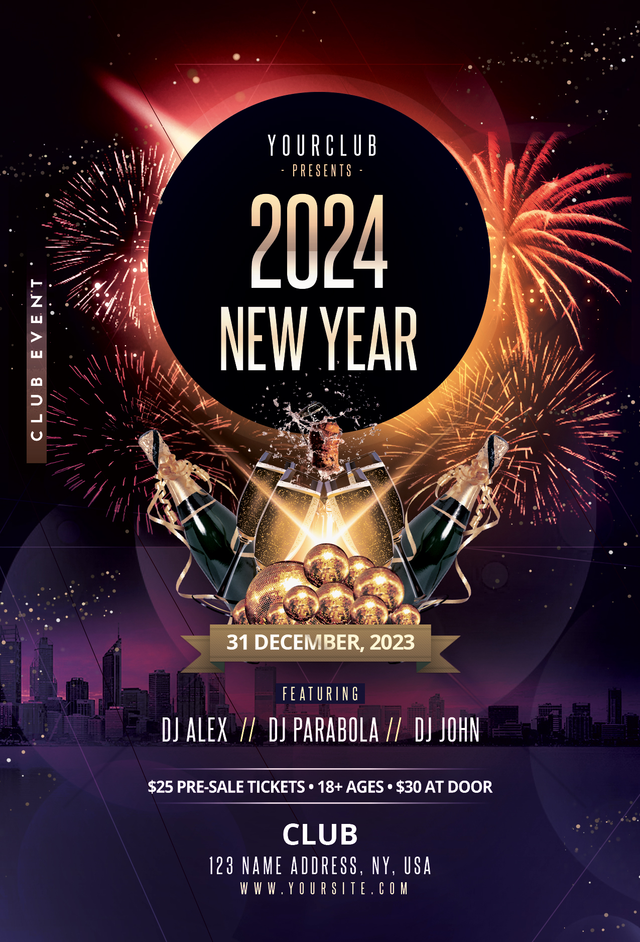 2024 New Year Psd Flyer Template Pixelsdesign Psd Fly 