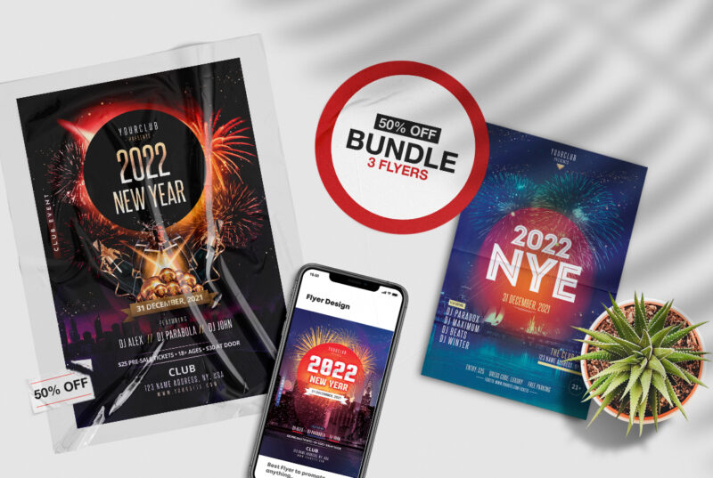 50% OFF ~ 3 New Year Eve Flyers