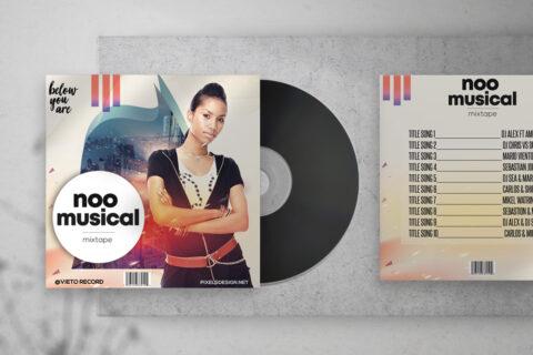 Noo Musical Free Mixtape CD Album PSD Template