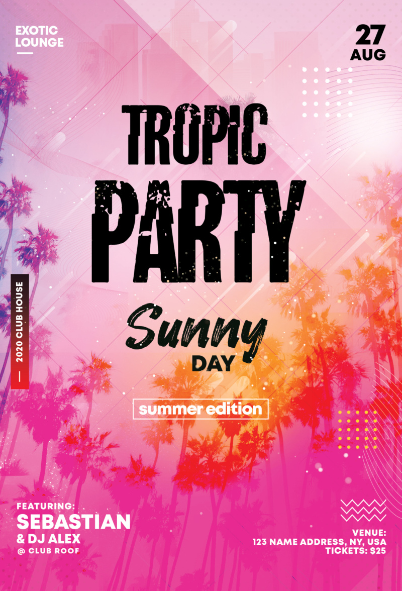 Tropic Party - Flyer Template + Insta Post