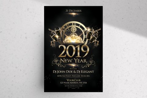 Happy New Year 2019 Free PSD Flyer Template