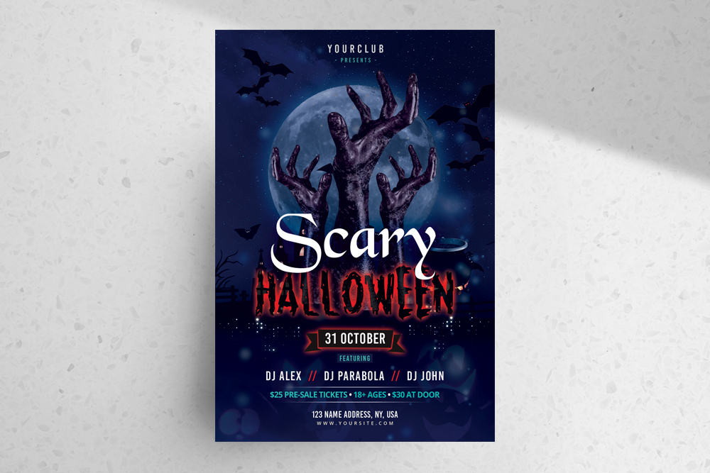 Scary Halloween – Free PSD Photoshop Flyer Template