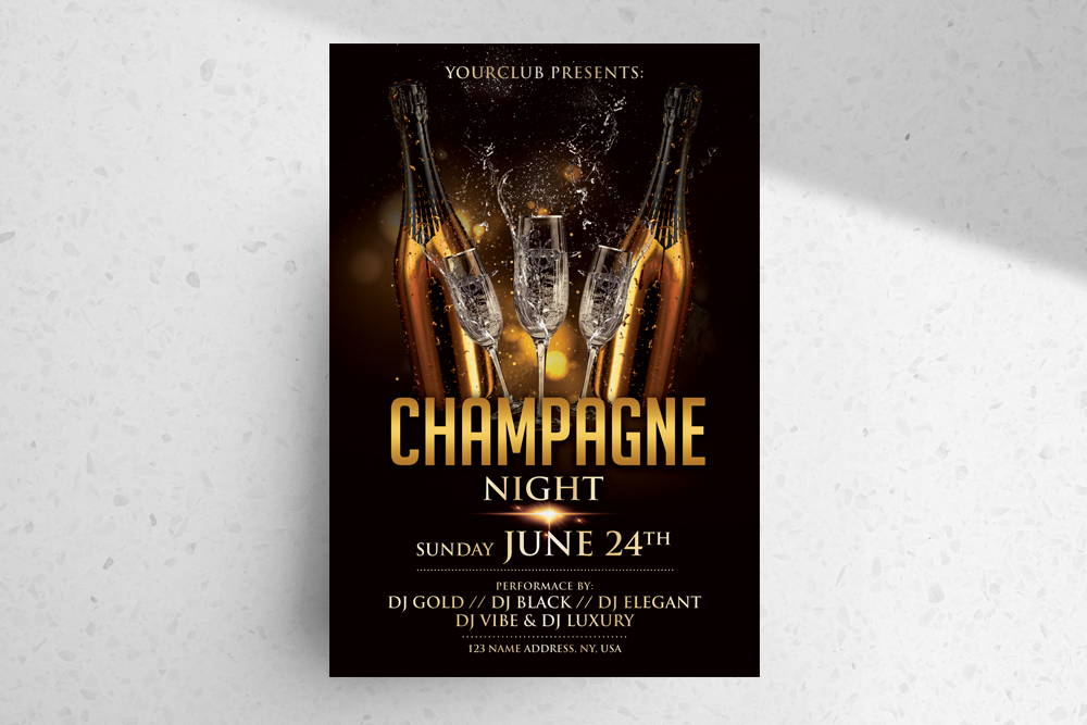 Champagne Night – Free Luxury PSD Flyer Template
