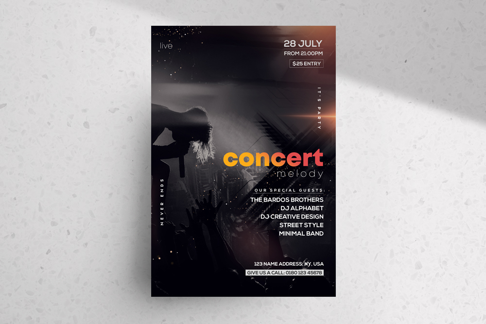 Free Concert Melody PSD Flyer Template