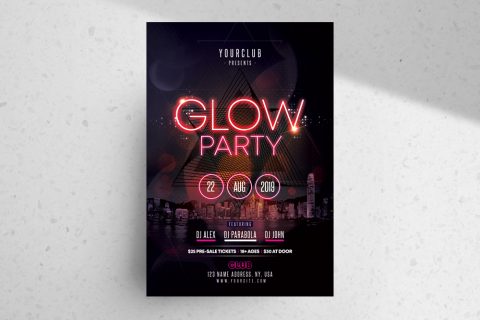 Glow Party – Free PSD Flyer Template