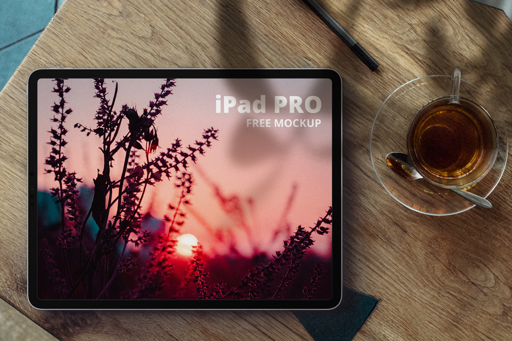 iPad Pro in Desk Free Mockup