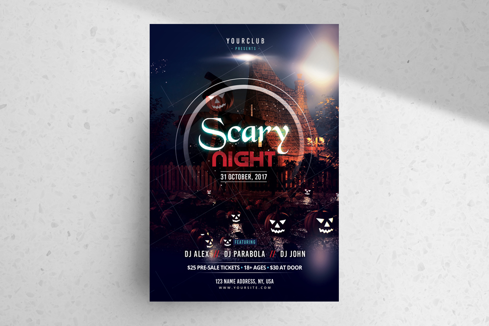 Scary Night – Free Halloween PSD Flyer Template