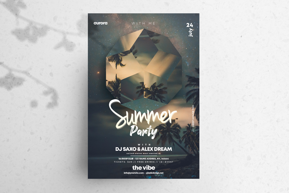 Summer Party PSD Free Flyer Template vol4