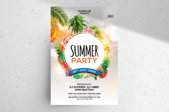 The Summer Party Psd Free Flyer Template Pixelsdesign