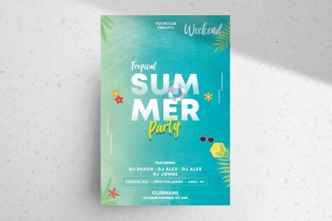 Summer & Tropical Free PSD Flyer Template - PixelsDesign