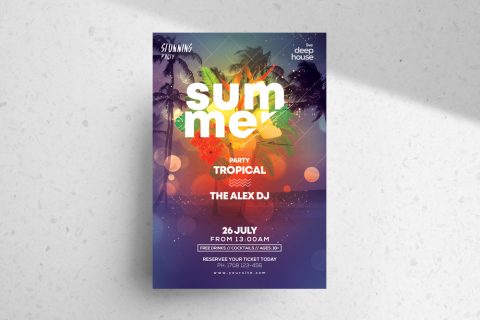 Summer Tropical Free PSD Flyer Template