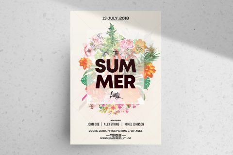 Summer Floral – Free PSD Flyer Template