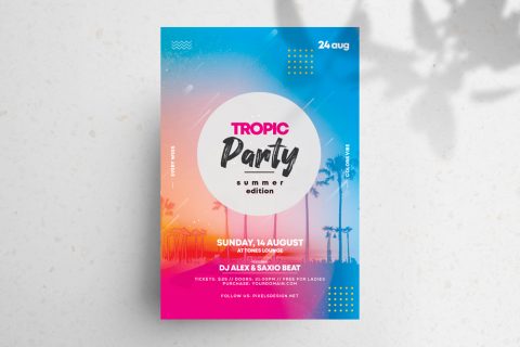 Tropic Party Free Summer PSD Flyer Template