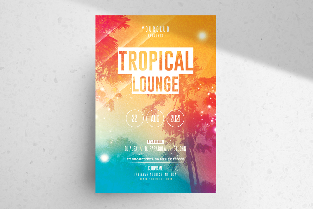 Tropical Lounge Free Summer PSD Flyer