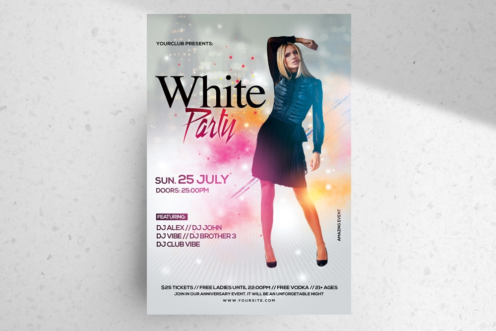 Elegant White Party Free PSD Flyer Template