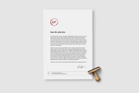 A4 Paper Sheet with Stamp Free Mockup