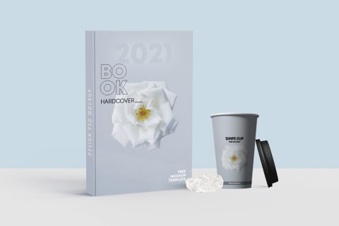 Book Cover with Cup Free Mockup