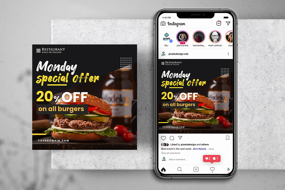Burger Offer Free Instagram Banner Template (PSD)