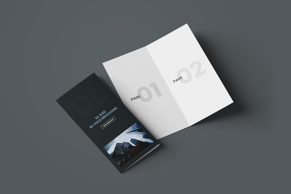 DL Bi-Fold Brochure Free Mockup