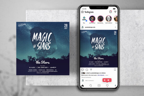 Magic Stars Free Instagram Banner Template (PSD)