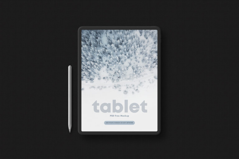 Tablet in Dark Style Free Mockup
