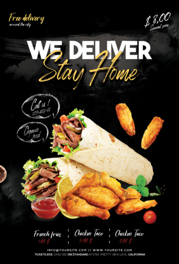Delivery Fast Food Flyer Template (PSD)