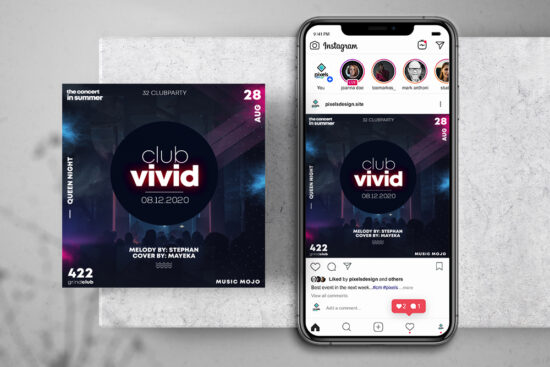 EDM Club Party Free Instagram Banner Template (PSD)