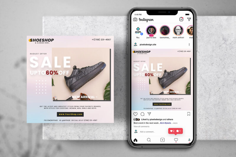 Shoes Sale Free Instagram Banner Template (PSD)