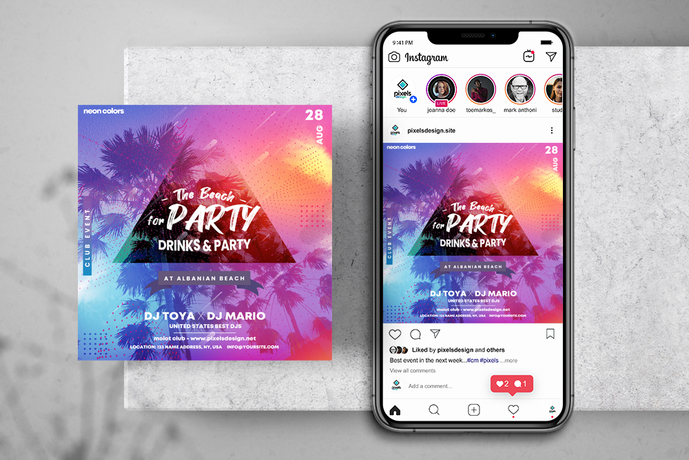 Summer DJ Party Free Instagram Banner Template (PSD)