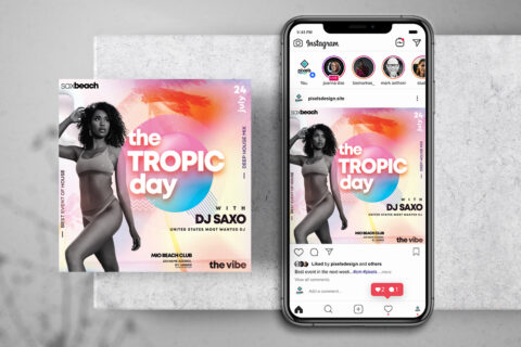 Summer Tropical Party Free Instagram Banner Template (PSD)