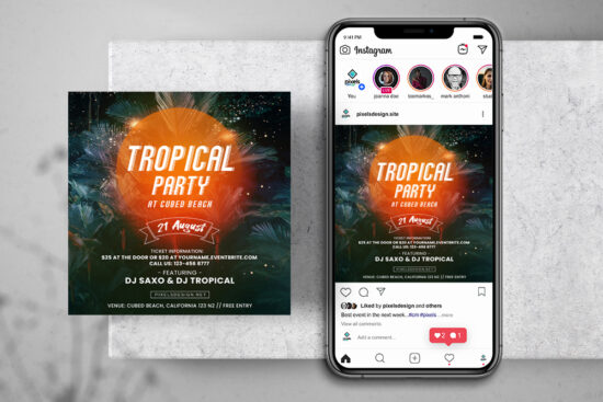 Tropical Vibes Free Instagram Banner Template (PSD)