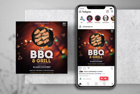 BBQ & Grill Event Free Instagram Banner Template (PSD)