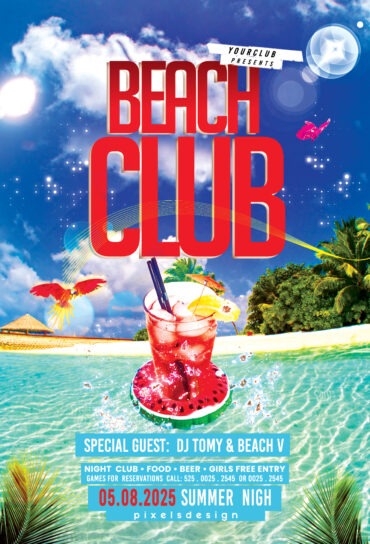 Beach Drink Party Flyer Template (PSD)