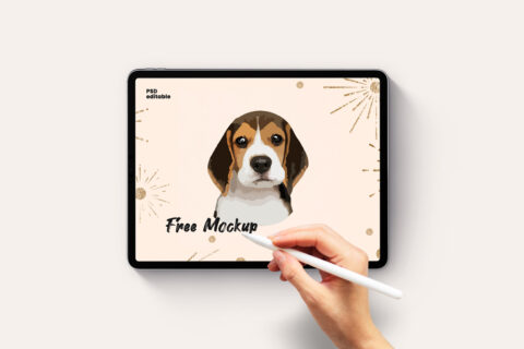 iPad Pro with Hand Pencil Free Mockup