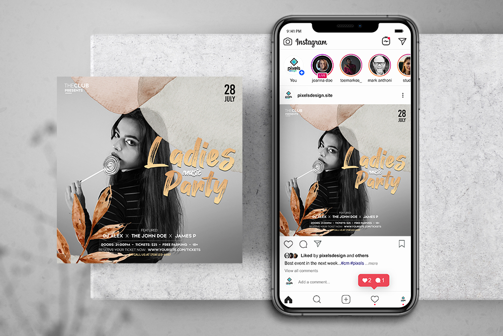 Ladies Music Party Free Instagram Banner Template (PSD)