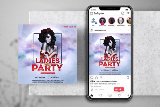 Ladies Vibe Party Free Instagram Banner Template (PSD)