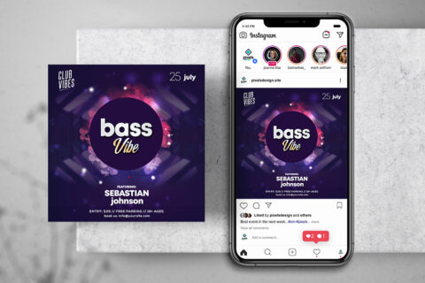Music Party Ad Free Instagram Banner Template (PSD)