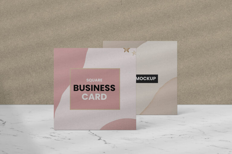 Standing Square Business Card Free Mockup