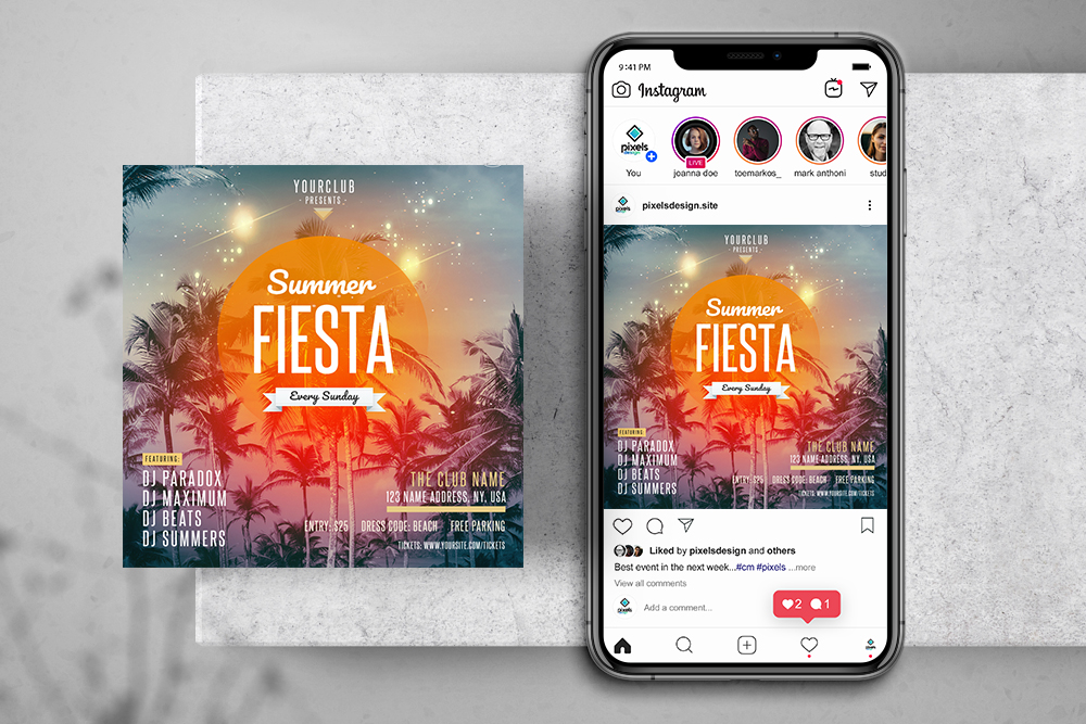 Summer Fiesta Free Instagram Banner Template (PSD)