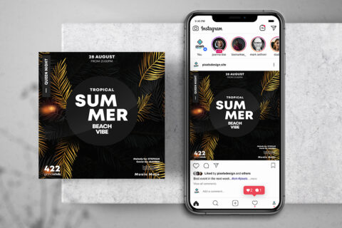 Tropical Gold Free Instagram Banner Template (PSD)