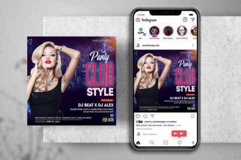 Club Styje DJ Free Instagram Banner Template (PSD)