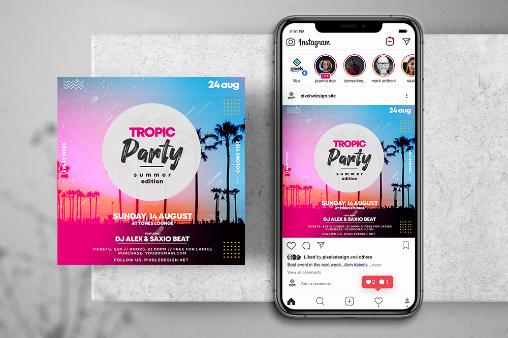 Tropic Party Free Instagram Banner Template (PSD)