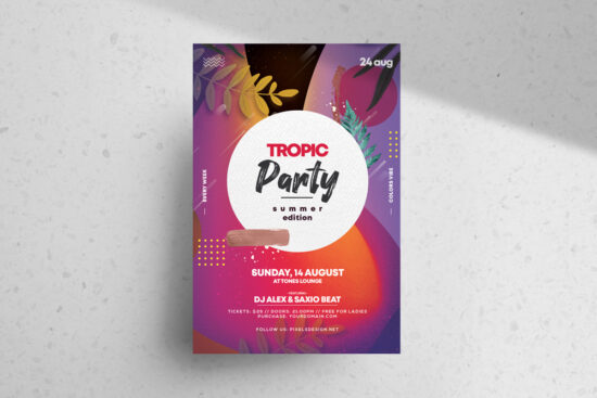 Tropical Vibe Event Free PSD Flyer Template