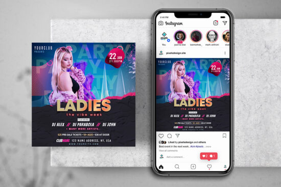 Girls Party Free Instagram Party PSD Template