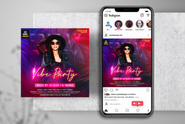 Friday Neon Party Instagram PSD Templates