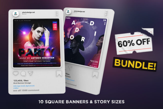 60% OFF | 10 Party Instagram Templates