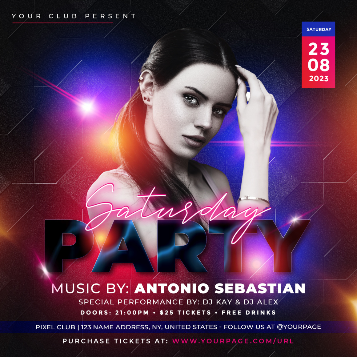 Saturday Girls Party Instagram PSD Templates
